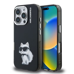 Husa Karl Lagerfeld IML Aquarelle Choupette pentru iPhone 16 Pro, Neagra