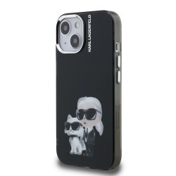 Husa Karl Lagerfeld IML Aquarelle Karl and Choupette pentru iPhone 15, Neagra