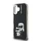 Husa Karl Lagerfeld IML Aquarelle Karl and Choupette pentru iPhone 16, Neagra (Bakr, KLHCP16SHMKCAQK) by www.silkase.ro