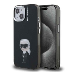 Husa Karl Lagerfeld IML Aquarelle Karl pentru iPhone 15, Neagra