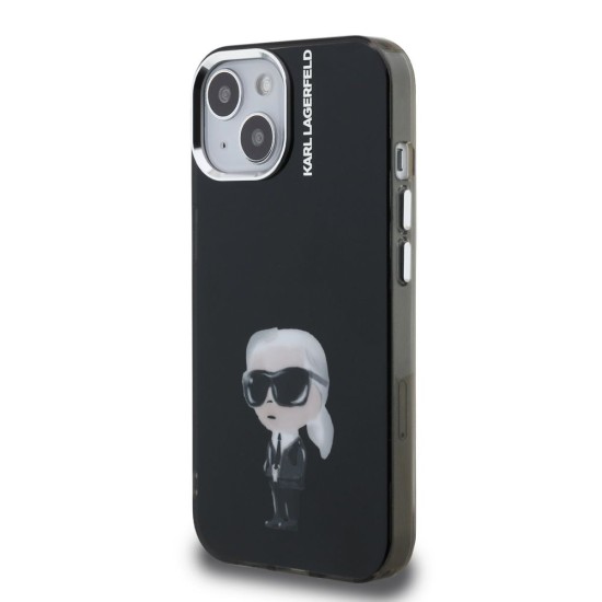 Husa Karl Lagerfeld IML Aquarelle Karl pentru iPhone 15, Neagra (Bakr, KLHCP15SHMKIAQK) by www.silkase.ro
