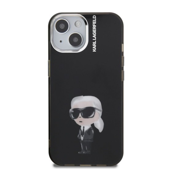 Husa Karl Lagerfeld IML Aquarelle Karl pentru iPhone 15, Neagra (Bakr, KLHCP15SHMKIAQK) by www.silkase.ro