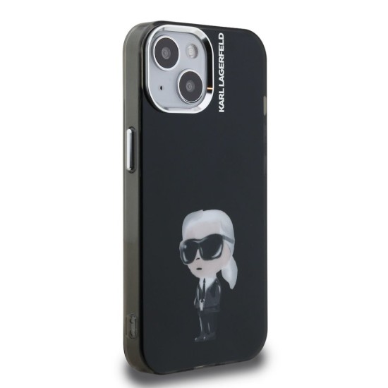 Husa Karl Lagerfeld IML Aquarelle Karl pentru iPhone 15, Neagra (Bakr, KLHCP15SHMKIAQK) by www.silkase.ro