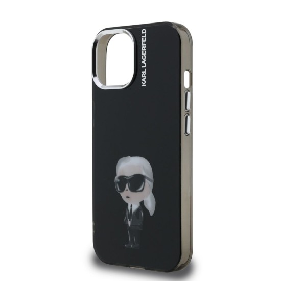 Husa Karl Lagerfeld IML Aquarelle Karl pentru iPhone 15, Neagra (Bakr, KLHCP15SHMKIAQK) by www.silkase.ro