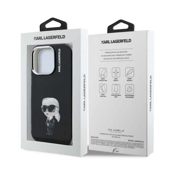 Husa Karl Lagerfeld IML Aquarelle Karl pentru iPhone 15 Pro, Neagra (Bakr, KLHCP15LHMKIAQK) by www.silkase.ro