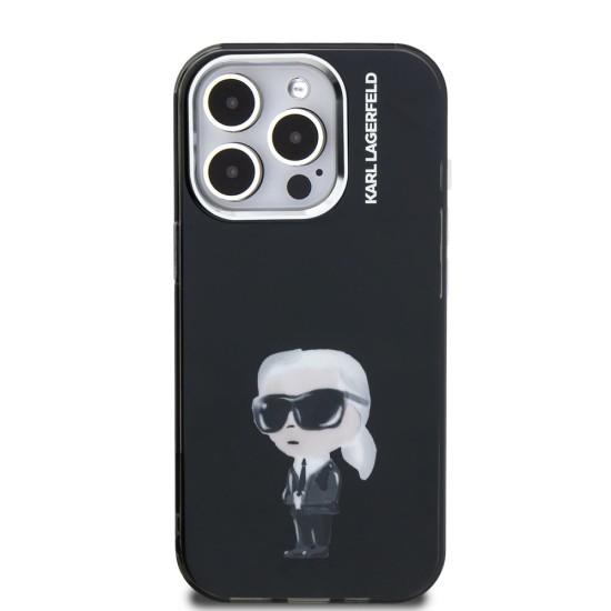 Husa Karl Lagerfeld IML Aquarelle Karl pentru iPhone 15 Pro Max, Neagra (Bakr, KLHCP15XHMKIAQK) by www.silkase.ro