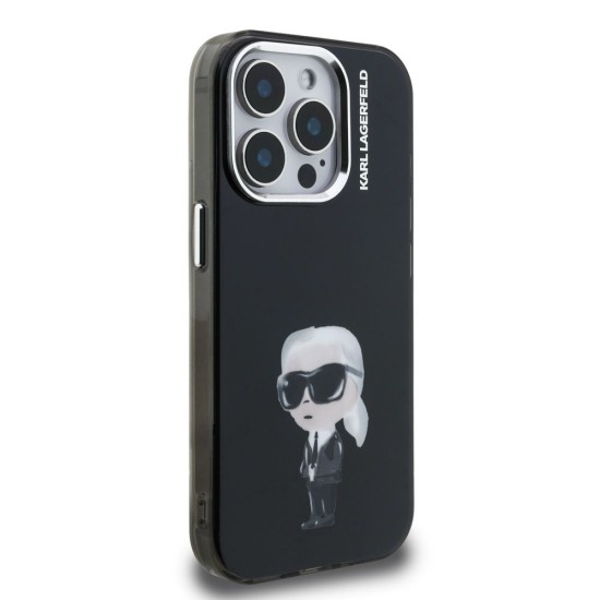 Husa Karl Lagerfeld IML Aquarelle Karl pentru iPhone 15 Pro Max, Neagra (Bakr, KLHCP15XHMKIAQK) by www.silkase.ro