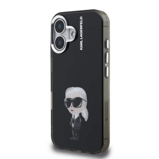 Husa Karl Lagerfeld IML Aquarelle Karl pentru iPhone 16, Neagra (Bakr, KLHCP16SHMKIAQK) by www.silkase.ro
