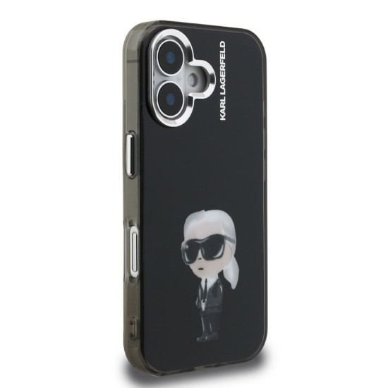 Husa Karl Lagerfeld IML Aquarelle Karl pentru iPhone 16, Neagra (Bakr, KLHCP16SHMKIAQK) by www.silkase.ro