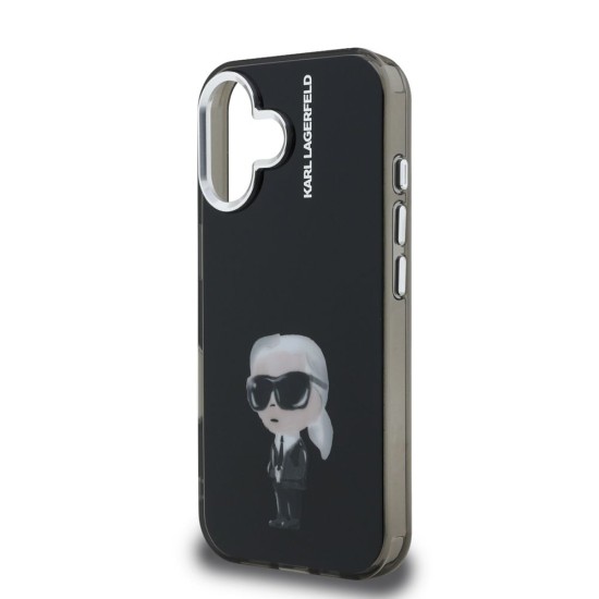 Husa Karl Lagerfeld IML Aquarelle Karl pentru iPhone 16, Neagra (Bakr, KLHCP16SHMKIAQK) by www.silkase.ro