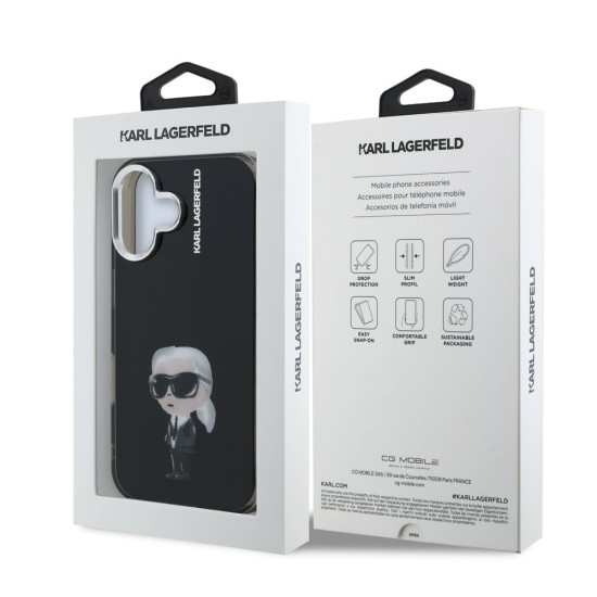 Husa Karl Lagerfeld IML Aquarelle Karl pentru iPhone 16, Neagra (Bakr, KLHCP16SHMKIAQK) by www.silkase.ro
