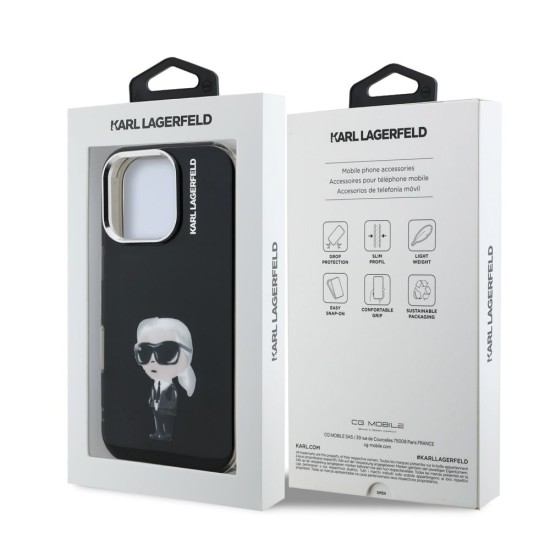 Husa Karl Lagerfeld IML Aquarelle Karl pentru iPhone 16 Pro, Neagra (Bakr, KLHCP16LHMKIAQK) by www.silkase.ro