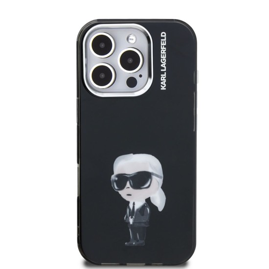 Husa Karl Lagerfeld IML Aquarelle Karl pentru iPhone 16 Pro Max, Neagra (Bakr, KLHCP16XHMKIAQK) by www.silkase.ro