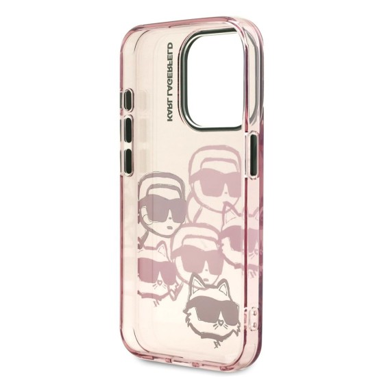 Husa Karl Lagerfeld IML Multi K&CH Heads pentru iPhone 15 Pro, Roz (Bakr, KLHCP15LHMCHKCP) by www.silkase.ro