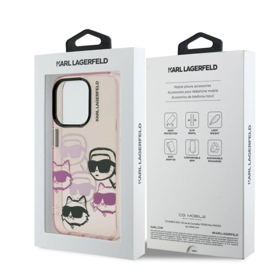 Husa Karl Lagerfeld IML Multi K&CH Heads pentru iPhone 15 Pro, Roz (Bakr, KLHCP15LHMCHKCP) by www.silkase.ro