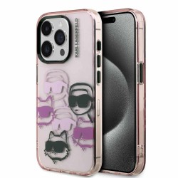 Husa Karl Lagerfeld IML Multi K&CH Heads pentru iPhone 15 Pro Max, Roz