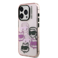 Husa Karl Lagerfeld IML Multi K&CH Heads pentru iPhone 15 Pro Max, Roz