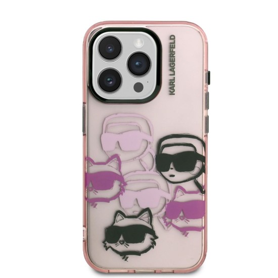 Husa Karl Lagerfeld IML Multi K&CH Heads pentru iPhone 15 Pro Max, Roz (Bakr, KLHCP15XHMCHKCP) by www.silkase.ro