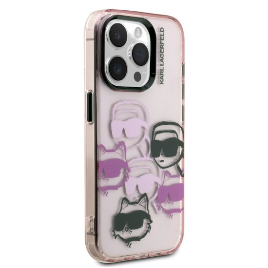 Husa Karl Lagerfeld IML Multi K&CH Heads pentru iPhone 15 Pro Max, Roz (Bakr, KLHCP15XHMCHKCP) by www.silkase.ro