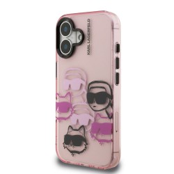 Husa Karl Lagerfeld IML Multi K&CH Heads pentru iPhone 16, Roz