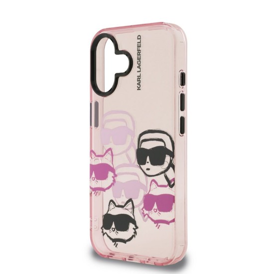 Husa Karl Lagerfeld IML Multi K&CH Heads pentru iPhone 16, Roz (Bakr, KLHCP16SHMCHKCP) by www.silkase.ro