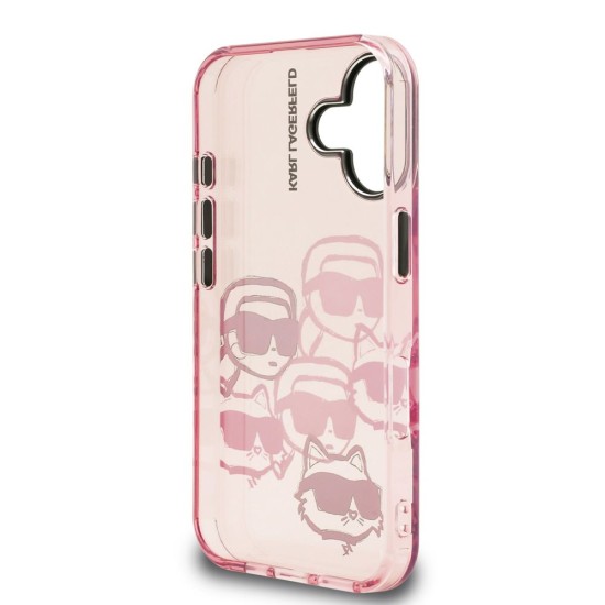 Husa Karl Lagerfeld IML Multi K&CH Heads pentru iPhone 16, Roz (Bakr, KLHCP16SHMCHKCP) by www.silkase.ro