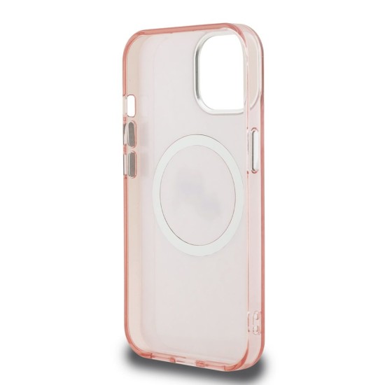 Husa Karl Lagerfeld IML K&CH Heads Repeated Logo MagSafe pentru iPhone 15, Roz (Bakr, KLHMP15SHMKBKCHP) by www.silkase.ro