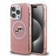 Husa Karl Lagerfeld IML K&CH Heads Repeated Logo MagSafe pentru iPhone 15 Pro, Roz (Bakr, KLHMP15LHMKBKCHP) by www.silkase.ro