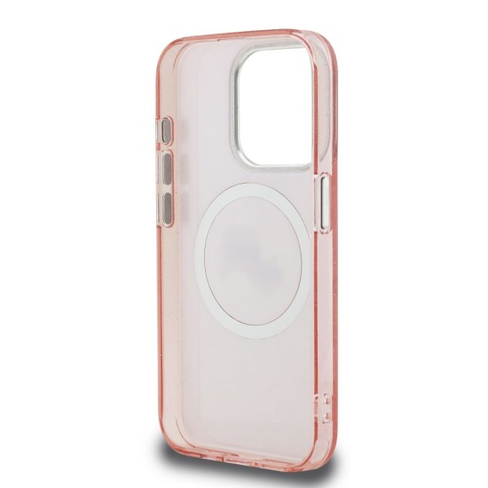 Husa Karl Lagerfeld IML K&CH Heads Repeated Logo MagSafe pentru iPhone 15 Pro, Roz (Bakr, KLHMP15LHMKBKCHP) by www.silkase.ro