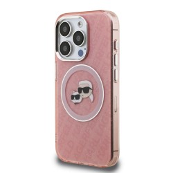 Husa Karl Lagerfeld IML K&CH Heads Repeated Logo MagSafe pentru iPhone 15 Pro Max, Roz Husa Karl Lagerfeld IML K&CH Heads Repeated Logo MagSafe pentru iPhone 15 Pro Max, Roz