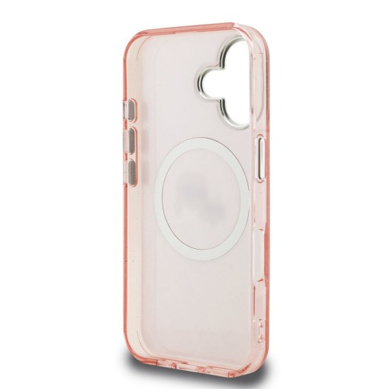 Husa Karl Lagerfeld IML K&CH Heads Repeated Logo MagSafe pentru iPhone 16, Roz (Bakr, KLHMP16SHMKBKCHP) by www.silkase.ro
