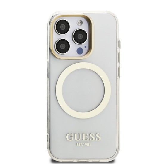 Husa Guess IML Gold Outline Stand MagSafe pentru iPhone 15 Pro Max, Transparenta Husa Guess IML Gold Outline Stand MagSafe pentru iPhone 15 Pro Max, Transparenta (Bakr, GUHMP15XHTRMSFD) by www.silkase.ro