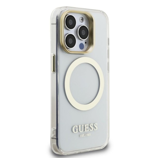 Husa Guess IML Gold Outline Stand MagSafe pentru iPhone 15 Pro Max, Transparenta Husa Guess IML Gold Outline Stand MagSafe pentru iPhone 15 Pro Max, Transparenta (Bakr, GUHMP15XHTRMSFD) by www.silkase.ro