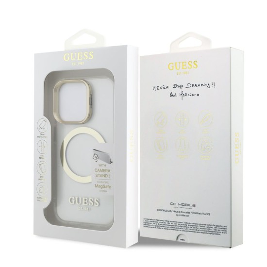 Husa Guess IML Gold Outline Stand MagSafe pentru iPhone 15 Pro Max, Transparenta Husa Guess IML Gold Outline Stand MagSafe pentru iPhone 15 Pro Max, Transparenta (Bakr, GUHMP15XHTRMSFD) by www.silkase.ro