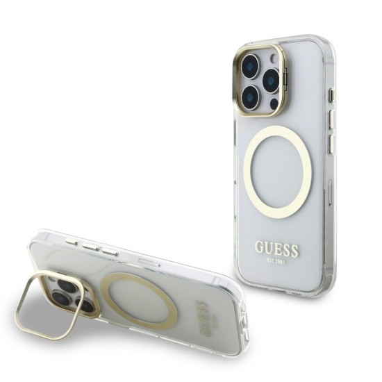 Husa Guess IML Gold Outline Stand MagSafe pentru iPhone 16 Pro Max, Transparenta Husa Guess IML Gold Outline Stand MagSafe pentru iPhone 16 Pro Max, Transparenta (Bakr, GUHMP16XHTRMSFD) by www.silkase.ro