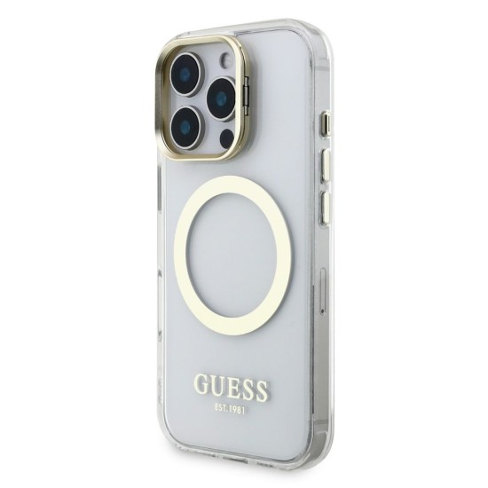 Husa Guess IML Gold Outline Stand MagSafe pentru iPhone 16 Pro Max, Transparenta Husa Guess IML Gold Outline Stand MagSafe pentru iPhone 16 Pro Max, Transparenta (Bakr, GUHMP16XHTRMSFD) by www.silkase.ro