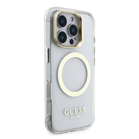 Husa Guess IML Gold Outline Stand MagSafe pentru iPhone 16 Pro Max, Transparenta Husa Guess IML Gold Outline Stand MagSafe pentru iPhone 16 Pro Max, Transparenta (Bakr, GUHMP16XHTRMSFD) by www.silkase.ro