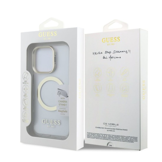 Husa Guess IML Gold Outline Stand MagSafe pentru iPhone 16 Pro Max, Transparenta Husa Guess IML Gold Outline Stand MagSafe pentru iPhone 16 Pro Max, Transparenta (Bakr, GUHMP16XHTRMSFD) by www.silkase.ro