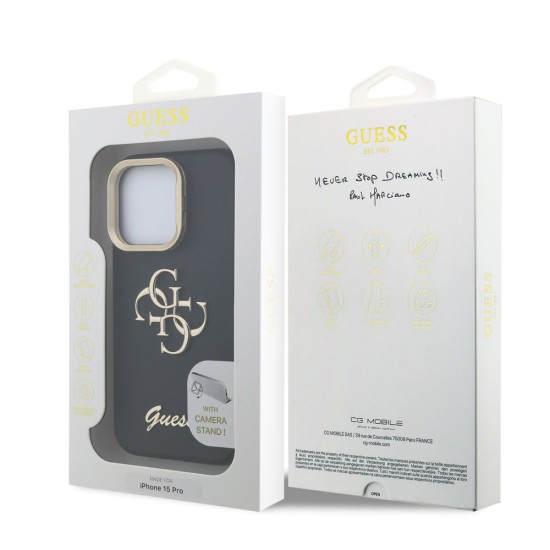 Husa Guess PU Grained 4G Logo Stand Camera Frame pentru iPhone 15 Pro, Neagra Husa Guess PU Grained 4G Logo Stand Camera Frame pentru iPhone 15 Pro, Neagra (Bakr, GUHCP15LPCS4GSK) by www.silkase.ro