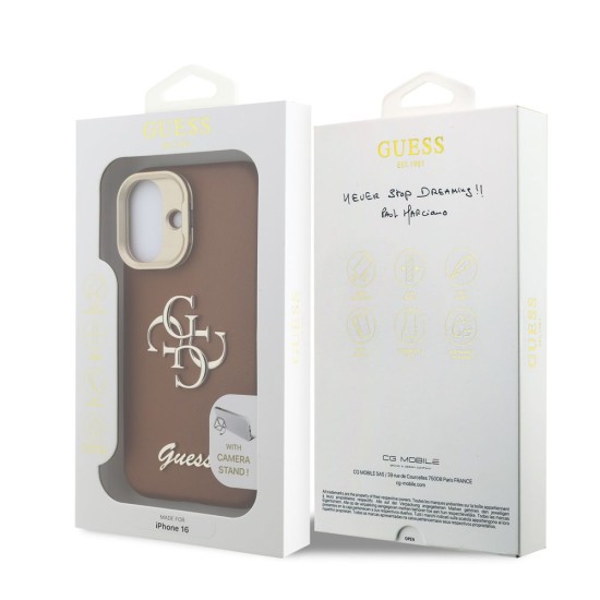 Husa Guess PU Grained 4G Logo Stand Camera Frame pentru iPhone 16, Maro Husa Guess PU Grained 4G Logo Stand Camera Frame pentru iPhone 16, Maro (Bakr, GUHCP16SPCS4GSW) by www.silkase.ro