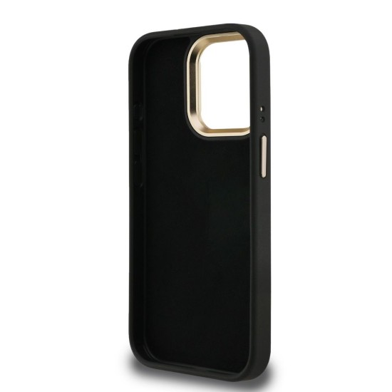 Husa Guess PU 4G Metal Logo Stand Camera Frame pentru iPhone 15 Pro Max, Neagra (Bakr, GUHCP15XPCS4GP4K) by www.silkase.ro