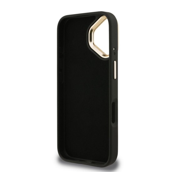 Husa Guess PU 4G Metal Logo Stand Camera Frame pentru iPhone 16, Neagra (Bakr, GUHCP16SPCS4GP4K) by www.silkase.ro