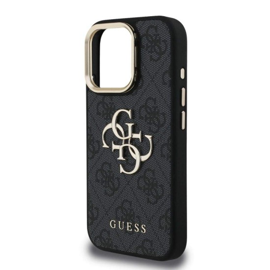 Husa Guess PU 4G Metal Logo Stand Camera Frame pentru iPhone 16 Pro Max, Neagra (Bakr, GUHCP16XPCS4GP4K) by www.silkase.ro