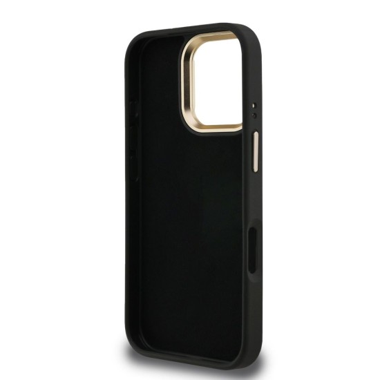 Husa Guess PU 4G Metal Logo Stand Camera Frame pentru iPhone 16 Pro Max, Neagra (Bakr, GUHCP16XPCS4GP4K) by www.silkase.ro