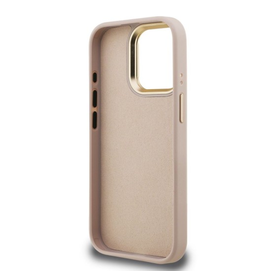Husa Guess PU 4G Metal Logo Stand Camera Frame pentru iPhone 15 Pro Max, Roz (Bakr, GUHCP15XPCS4GP4P) by www.silkase.ro