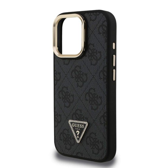 Husa Guess PU 4G Strass Triangle Logo Stand MagSafe pentru iPhone 15 Pro Max, Neagra (Bakr, GUHMP15XPCS4GPTK) by www.silkase.ro
