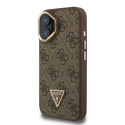 Husa Guess PU 4G Strass Triangle Logo Stand MagSafe pentru iPhone 16, Maro Husa Guess PU 4G Strass Triangle Logo Stand MagSafe pentru iPhone 16, Maro