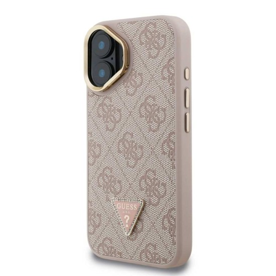 Husa Guess PU 4G Strass Triangle Logo Stand MagSafe pentru iPhone 16, Roz (Bakr, GUHMP16SPCS4GPTP) by www.silkase.ro