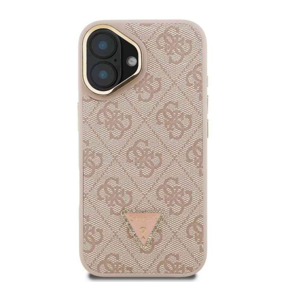 Husa Guess PU 4G Strass Triangle Logo Stand MagSafe pentru iPhone 16, Roz (Bakr, GUHMP16SPCS4GPTP) by www.silkase.ro