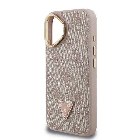Husa Guess PU 4G Strass Triangle Logo Stand MagSafe pentru iPhone 16, Roz (Bakr, GUHMP16SPCS4GPTP) by www.silkase.ro